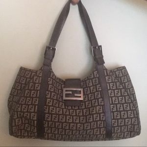 Classic Monogram Brown Fendi Shoulder Bag/ Tote